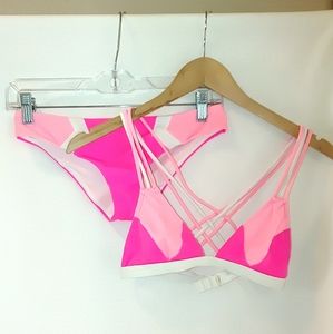 PINK Victoria's Secret Colorblock Bikini Swim Set
